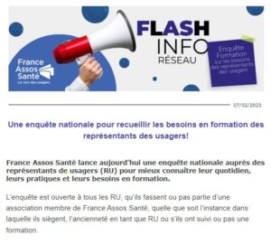 Enquête nationale | Recueil des besoins en formation des représentants des usagers !